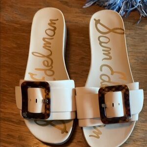 Sam Edelman White and Brown Sandals Minimalist Design